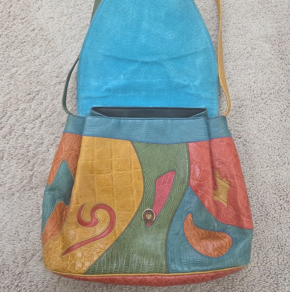 Vintage Colorful Croc Skin Crossbody Bag - Picture 3 of 5